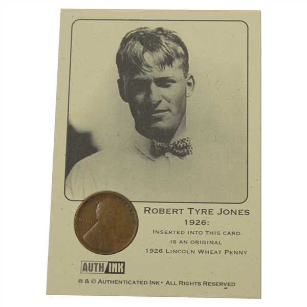 Bobby Jones 1926 Lincoln Wheat Penny Card