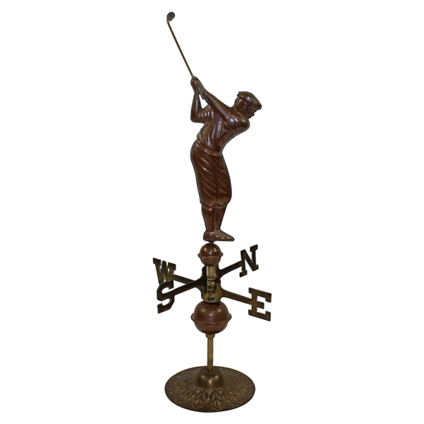 Unique Golfer Themed Copper Weathervane on Stand