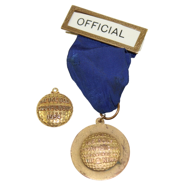 1954 Ike Golf Championship 10k Gold Medal & Ike Golf Championship Official with Ribbon