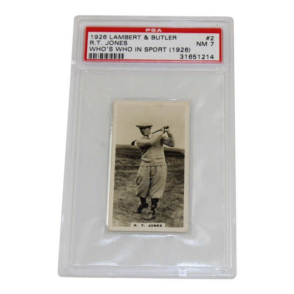 1926 Bobby Jones (Rookie Card) Lambert & Butler Whos Who In Sport Card #2 PSA NM 7 #31651214