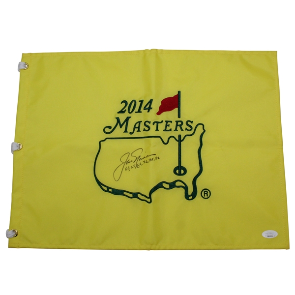 Jack Nicklaus Signed 2014 Masters Embroidered Flag with Years Won Notation JSA FULL #BB45951