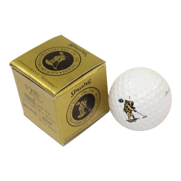 Spalding First Golf Ball on the Moon Logo Moonball Golf Ball in Original Box - February 6, 1971