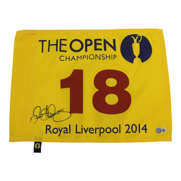 Rory McIlroy Signed 2014 OPEN at Royal Liverpool Yellow Screen Flag BECKETT #BB88016