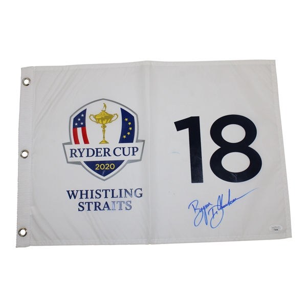 Bryson Dechambeau Signed 2020 Ryder Cup at Whistling Straits White Flag JSA #TT58988