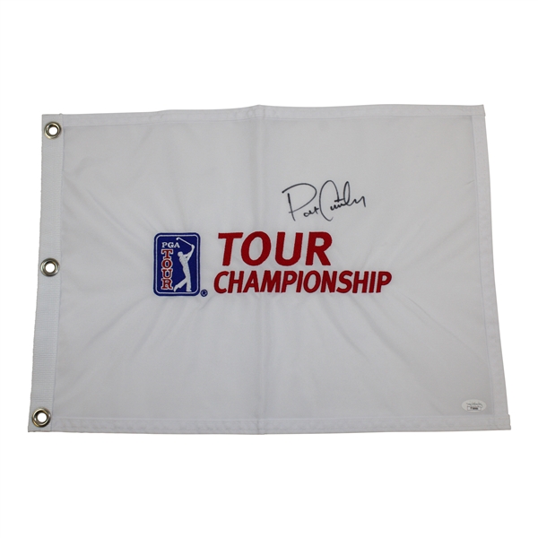 Patrick Cantlay Signed Undated TOUR Championship White Embroidered Flag JSA #TT58986