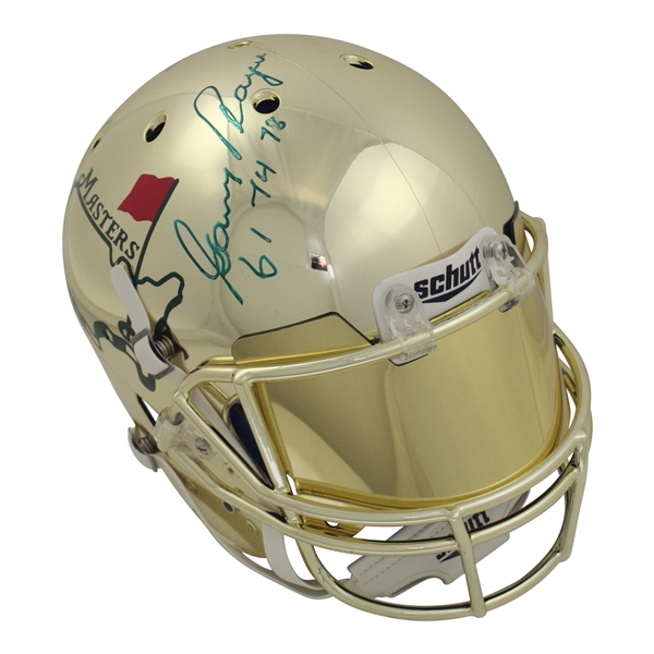 Jack Nicklaus & Gary Player Unique Signed Masters Themed Golf Full Size Football Helmet JSA #BB22808