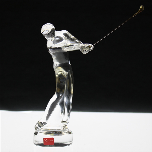 Classic Baccarat Crystal Glass Post-Swing Golfer with Metal Club - No Box