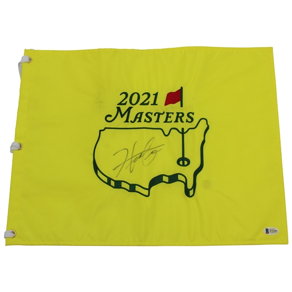 Hideki Matsuyama Signed 2021 Masters Embroidered flag BECKETT #Z72393