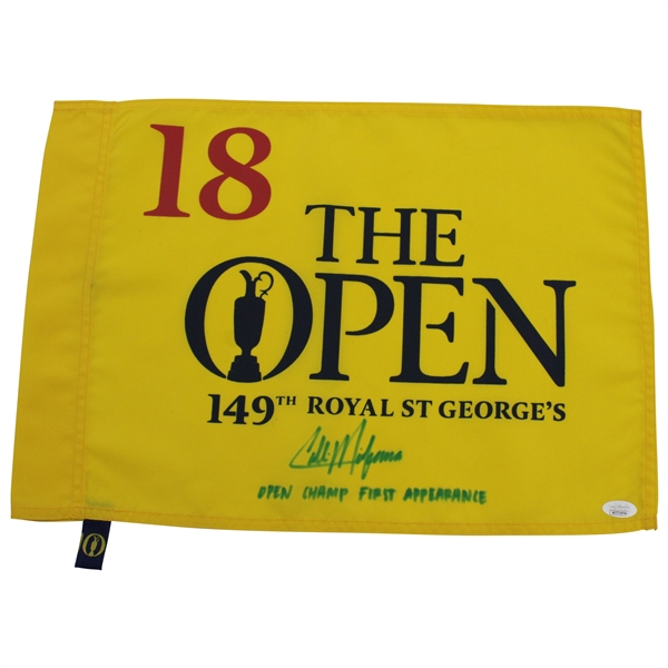 Collin Morikawa Signed 2021 The OPEN Flag w/Open Champ First Appearance Inscription JSA #WIT719764