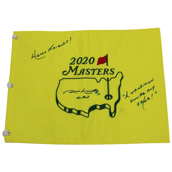 Jim Nantz Signed 2020 Masters Flag w/CBS, Hello Friends & A Tradition Unlike Any Other PSA/DNA #AK00542