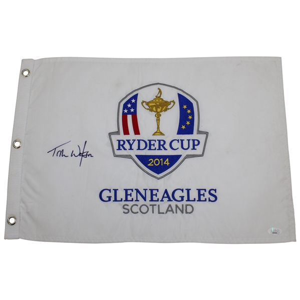 Tom Watson Signed 2014 Ryder Cup at Gleneagles Embroidered Flag JSA #RR78820