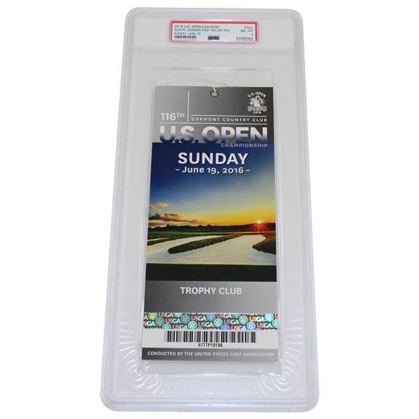 2016 US Open at Oakmont Sunday Ticket - Dustin Johnson 1st Major Win - PSA 8 Full NM-MT - None Higher