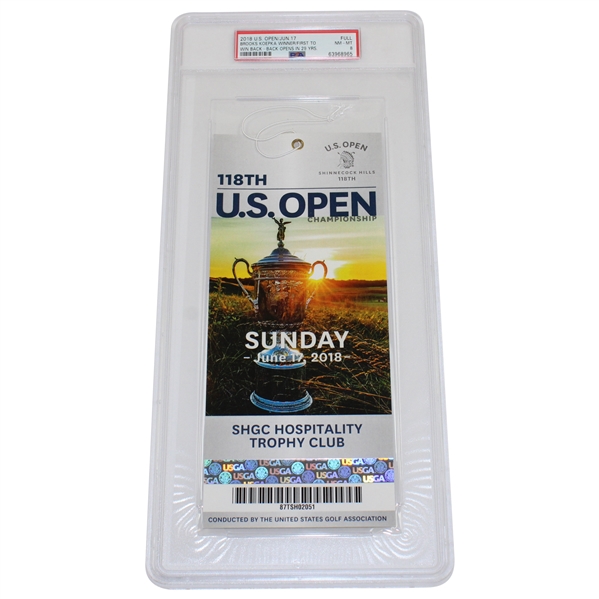 2018 US Open at Shinnecock Hills Sunday Ticket - Brooks Koepka First Back-2-Back In 29 Years - Full PSA 8 NM-MT