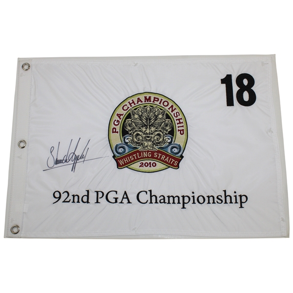 Stuart Appleby Signed 2010 PGA Championship at Whistling Straits Embroidered Flag JSA ALOA