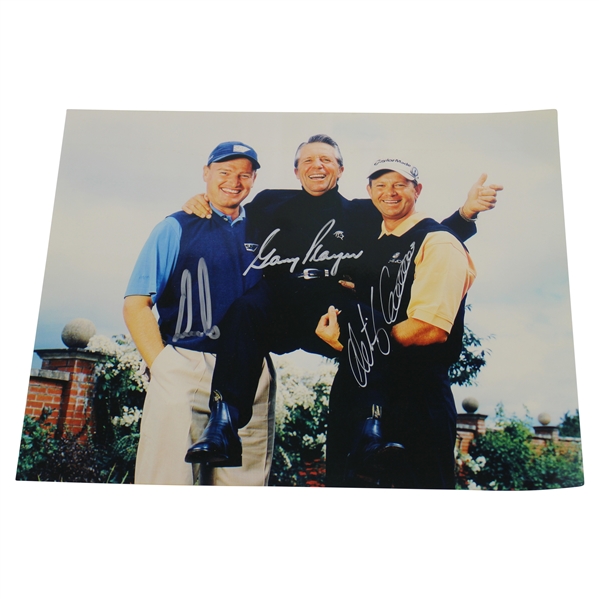 Gary Player, Ernie Els, & Retief Goosen Signed 8x10 Photo - Carrying Gary JSA ALOA