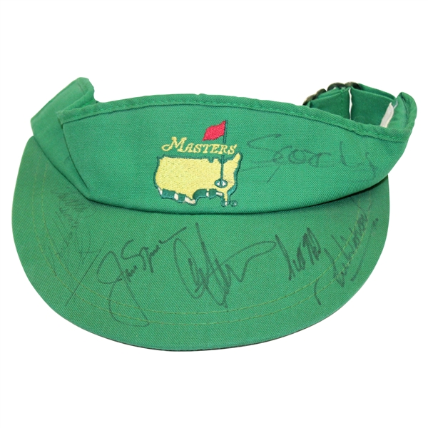 Nicklaus, Stadler, Hoch, Westwood, & others Signed Masters Green Visor JSA ALOA