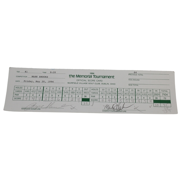 Payne Stewart & Mark Brooks Signed 1994 The Memorial Tournament Official Used Scorecard JSA ALOA