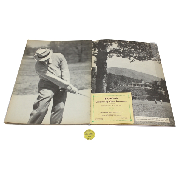 Sam Snead Multi-Signed 1938 Crescent City Open SC with Player Badge & Quick Way Mag. JSA ALOA