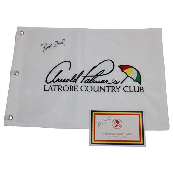 Arnold Palmers Latrobe CC Flag with Seminole GC SC Signed by Course Pro Bob Ford JSA ALOA