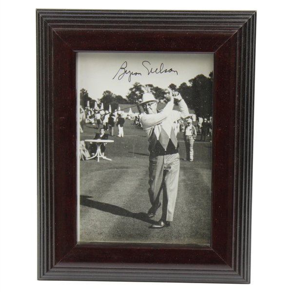 Byron Nelson Signed Post-Swing Black & White Photo - Framed JSA ALOA