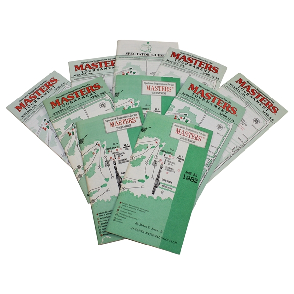 Group of Ten (10) Masters Spectator Guides - 1982, 1987, 1989, 1991-1996, & 1998