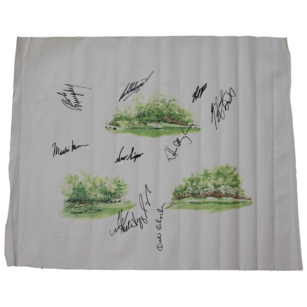 Multi-Signed Augusta National Hole Display Canvas - OMeara, Charles, Vijay, & others JSA ALOA