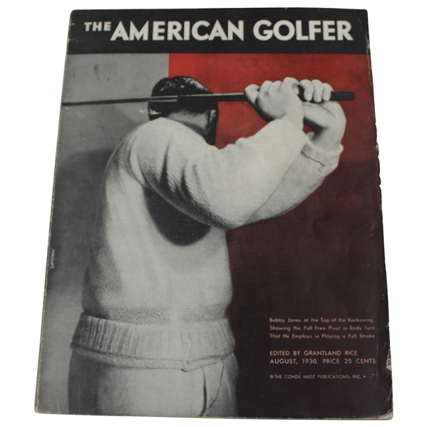 1930 The American Golfer Magazine With Bobby Jones On Cover - August 1930