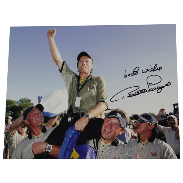 Bernhard Langer Signed Photo at 2004 Ryder Cup Hoisted In Air JSA ALOA