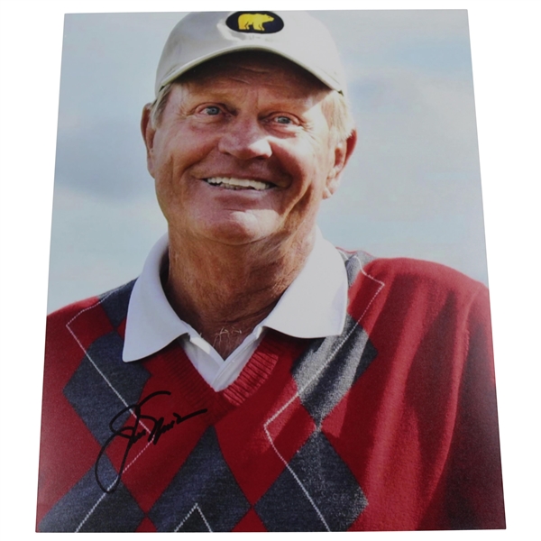 Jack Nicklaus Signed Red & Black Diamond Sweater Photo JSA ALOA