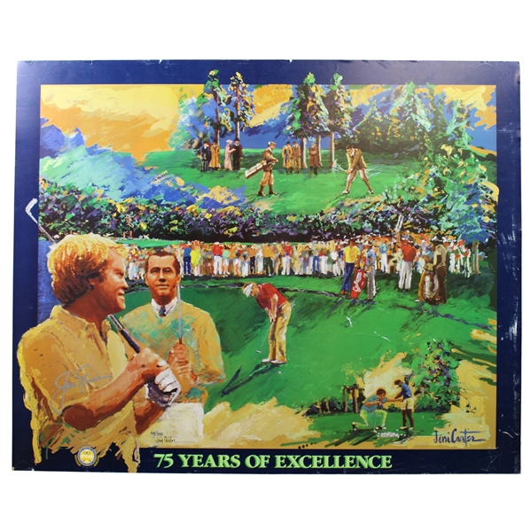 Jack Nicklaus Signed PGA 75yrs of Excellence Ltd Ed 48/750 Joni Carter Poster JSA ALOA