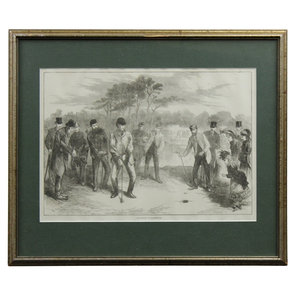 Golf Match on Blackheath by F Gilbert Original Wood Block Engraving As Used in 3/26/1870 Illustrated London News