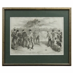 Golf Match on Blackheath by F Gilbert Original Wood Block Engraving As Used in 3/26/1870 Illustrated London News