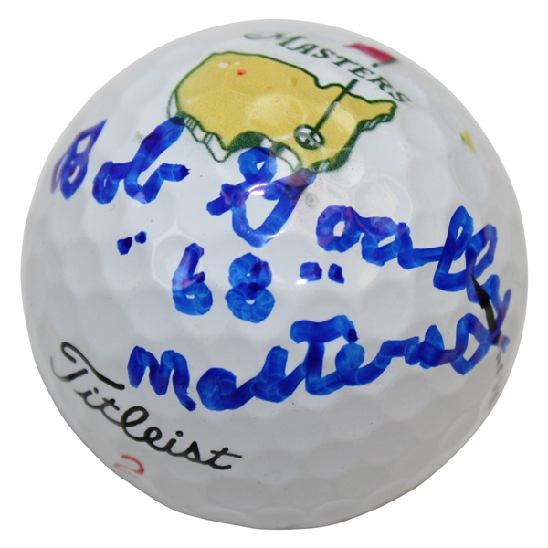 Bob Goalby Signed Masters Logo Golf Ball with 68 - Masters Notation JSA ALOA