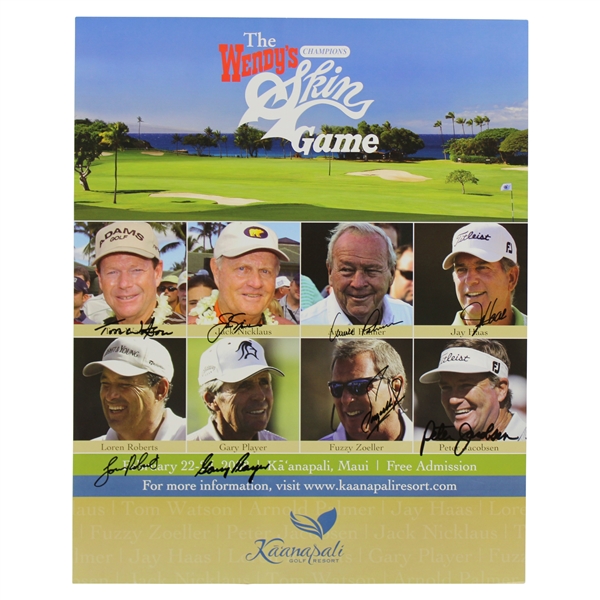 Palmer, Nicklaus & Player Big Three with others Signed 2008 Wendys Skin Game Poster JSA ALOA