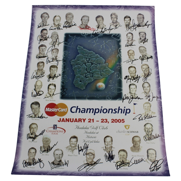 Palmer, Player, & Watson with others Signed 2005 MasterCard Championship Poster JSA ALOA