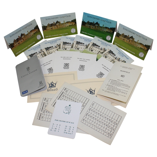 Twenty-One (21) Various Scorecards - Augusta National, Muirfield, Musselburgh, Longniddry, & other