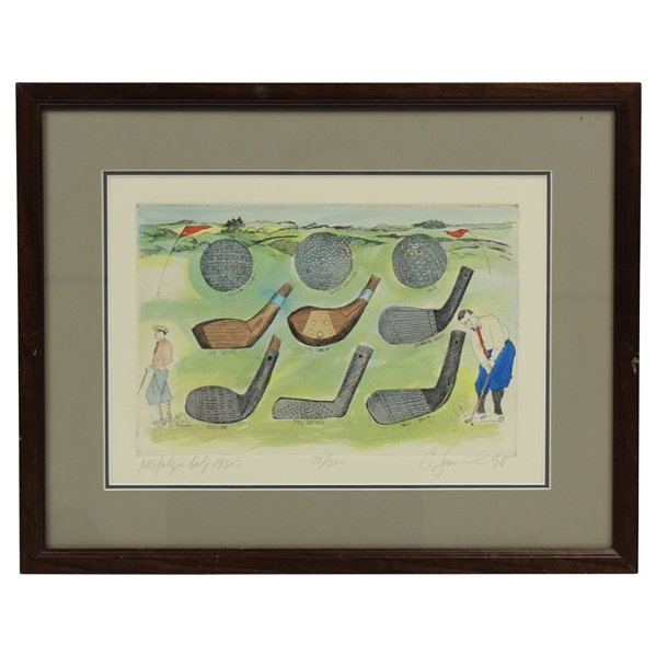 Nostalgic Golf 1930s Ltd Ed 75/300 Signed by Artist - Framed