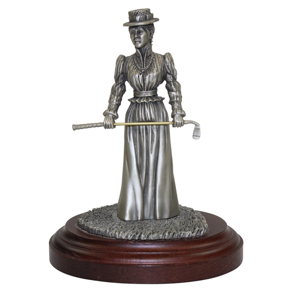 Classic Victorian Woman Golfer Pewter Sculpture by Artist B. Austin