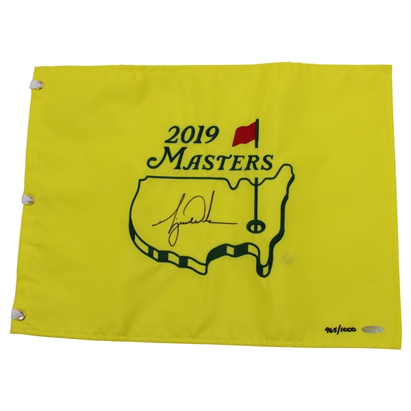 Tiger Woods Signed 2019 Masters Embroidered Flag UDA #965/1000 #BAM150429