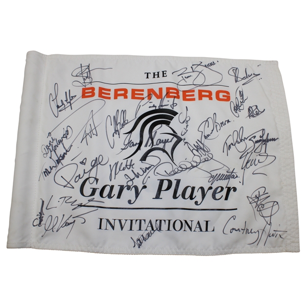 Gary Player & others Multi-Signed Course Flown The Berenberg Gary Player Inv. Flag JSA ALOA