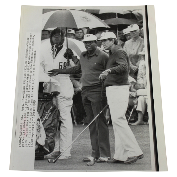 Lee Elder Waiting To Tee Off on First Day of 1975 Masters Tournament Wire Photo 4/11/1975