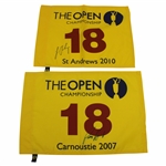 Padraig Harrington & Louie Oosthuizen Signed OPEN Flags from Years They Won JSA ALOA