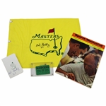Bob Goalby Signed Masters Flag (w/Year), Sports Illustrated & ANGC Scorecard with 1968 Masters SERIES Badge JSA ALOA