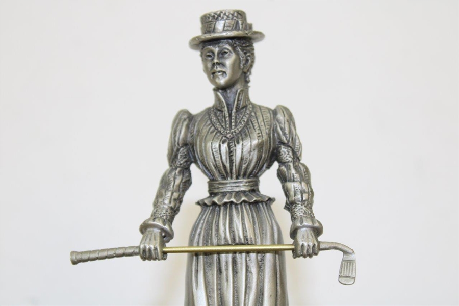 Classic Victorian Woman Golfer Pewter Sculpture by Artist B. Austin