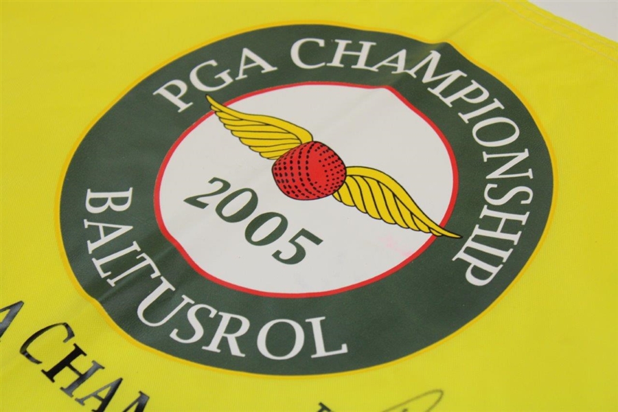 Phil Mickelson Signed 2005 PGA Championship at Baltusrol Yellow Screen Flag JSA ALOA