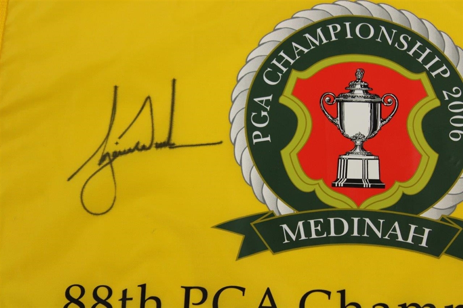 Tiger Woods Signed 2006 PGA Championship at Medinah Screen Flag JSA ALOA