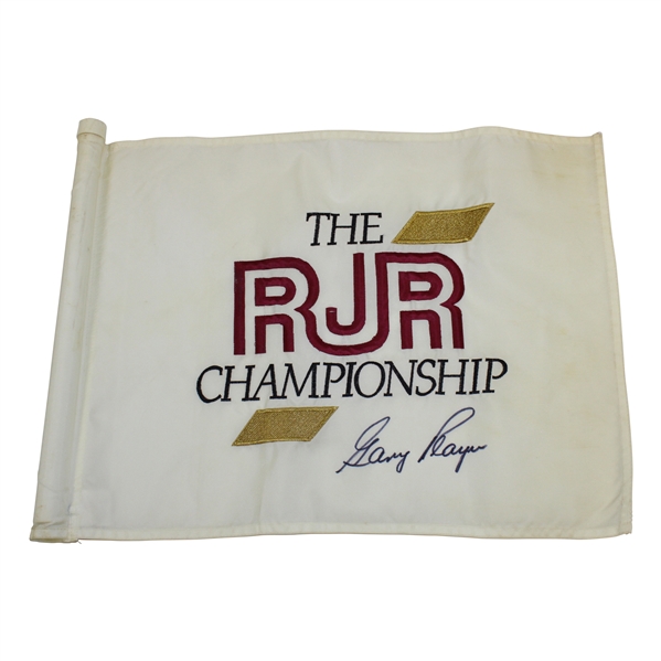 Gary Player Signed 'The RJR Championship' Embroidered Course Flag JSA ALOA
