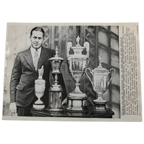 Bobby Jones with Grand Slam Trophies 1971 Press Photo