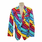 John Daly Signed Personal Hand-tailored LoudMouth Yellow, Pink, Purple, & Blue Bolts Themed Sport Coat JSA ALOA