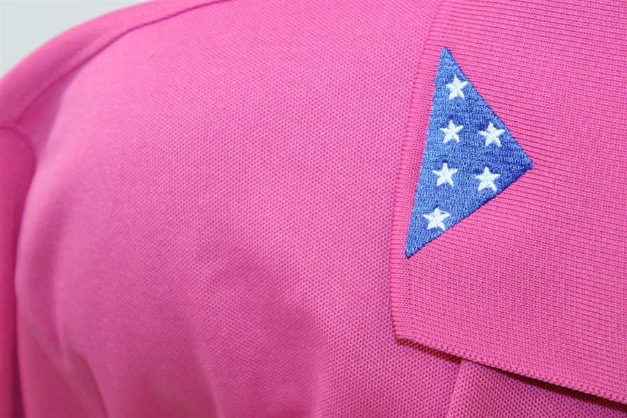 John Daly Signed Personal Match Worn Pink Golf Shirt with Sponsors JSA ALOA